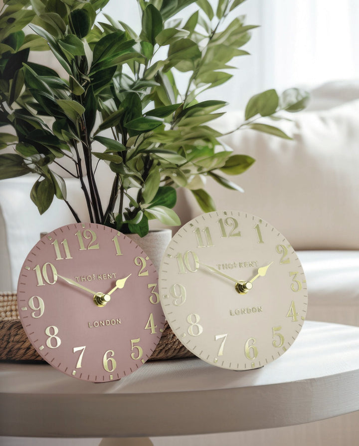 Thomas Kent London. Arabic Mantel Clock 6" (15cm) Oatmeal - TheArtistsQuarter