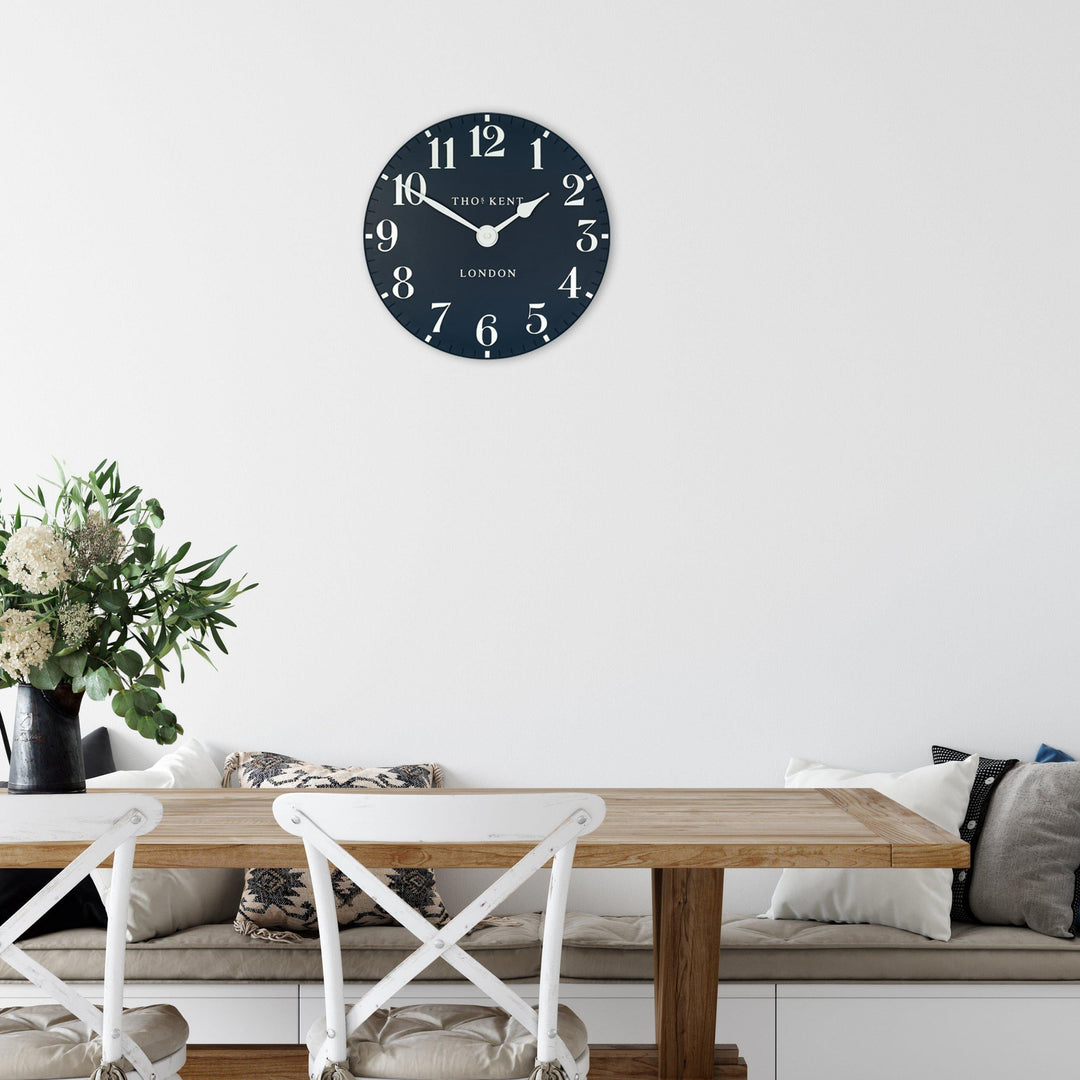 Thomas Kent London. Arabic Wall Clock 12" (31cm) Ink Blue - TheArtistsQuarter