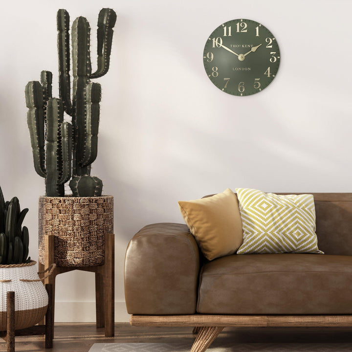 Thomas Kent London. Arabic Wall Clock 12" (31cm) Lichen Green - TheArtistsQuarter