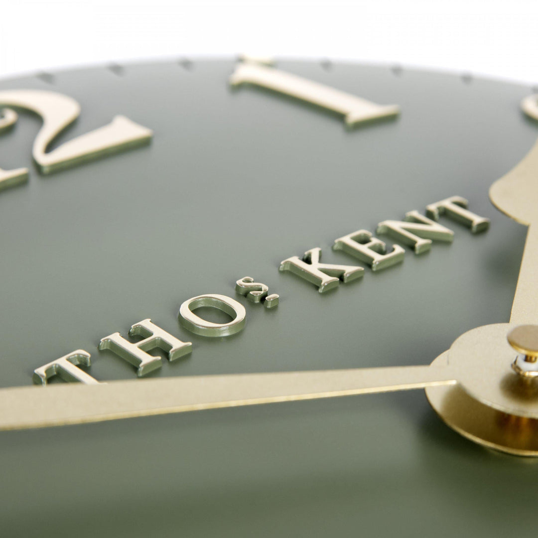 Thomas Kent London. Arabic Wall Clock 12" (31cm) Lichen Green - TheArtistsQuarter