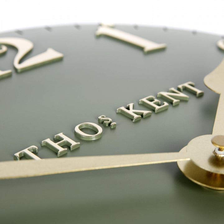 Thomas Kent London. Arabic Wall Clock 12" (31cm) Lichen Green - TheArtistsQuarter