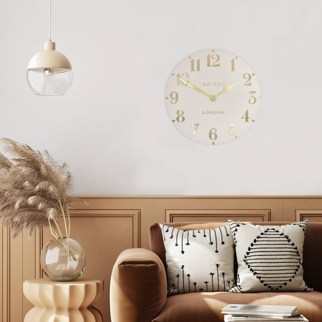 Thomas Kent London. Arabic Wall Clock 12" (31cm) Oatmeal - TheArtistsQuarter