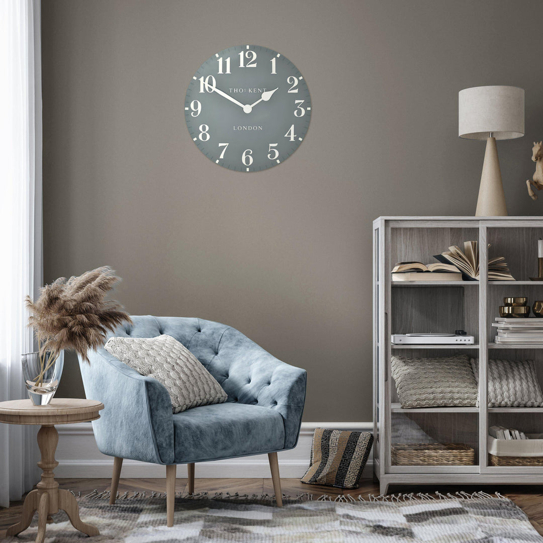 Thomas Kent London. Arabic Wall Clock 20" (51cm) Flax Blue - TheArtistsQuarter