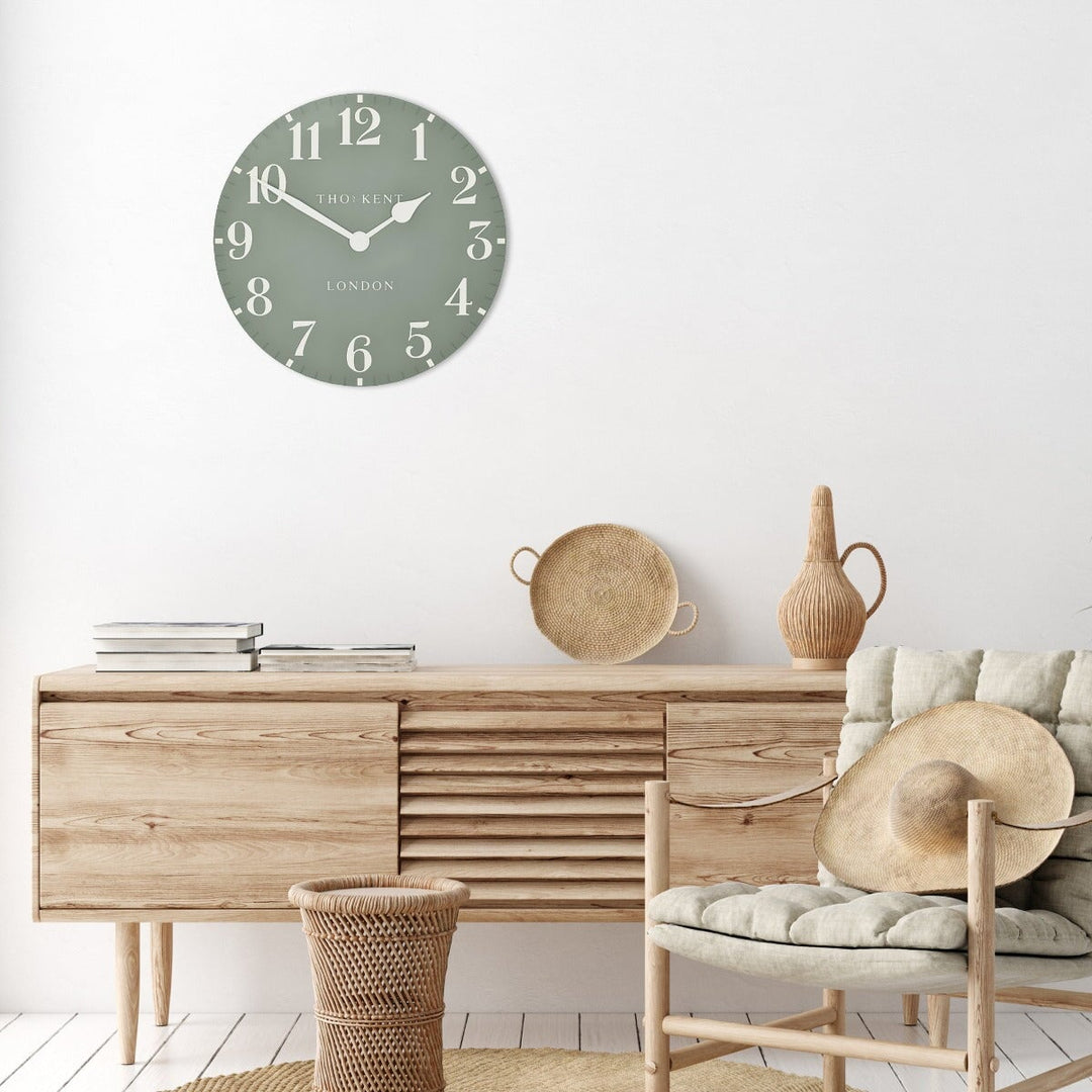 Thomas Kent London. Arabic Wall Clock 20" (51cm) Seagrass - TheArtistsQuarter
