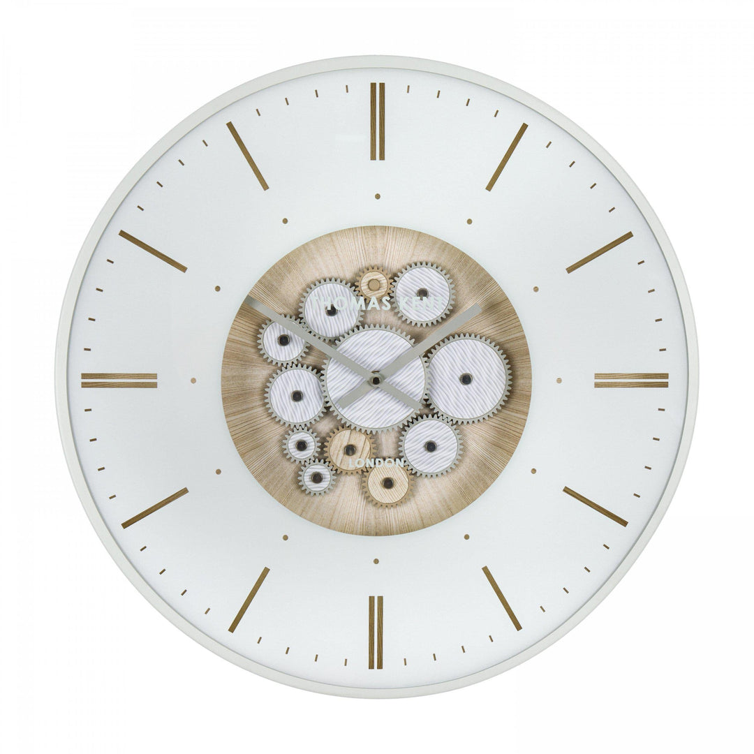 Thomas Kent London. Clocksmith Cog Wall Clock 21" (53cm) Ivory - TheArtistsQuarter