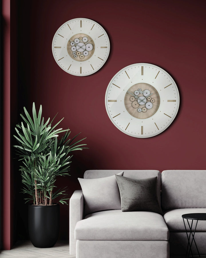 Thomas Kent London. Clocksmith Cog Wall Clock 21" (53cm) Ivory - TheArtistsQuarter