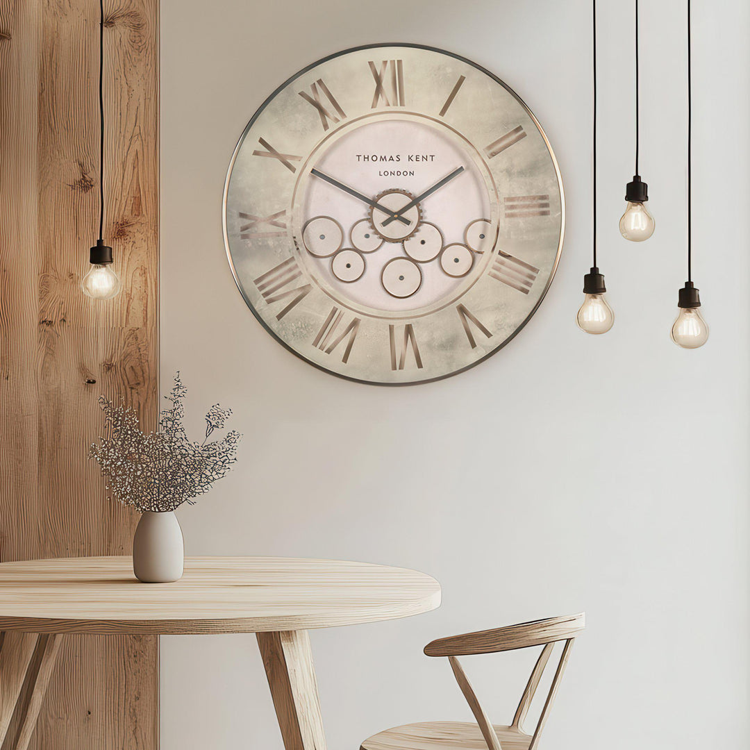 Thomas Kent London. Clocksmith Cog Wall Clock 30" (76cm) Stone - TheArtistsQuarter