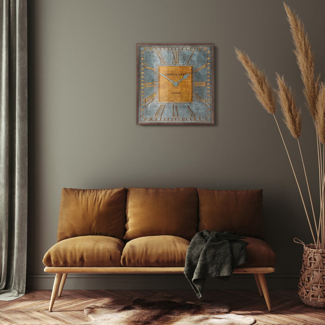 Thomas Kent London. Florentine Square Wall Clock Gold - TheArtistsQuarter