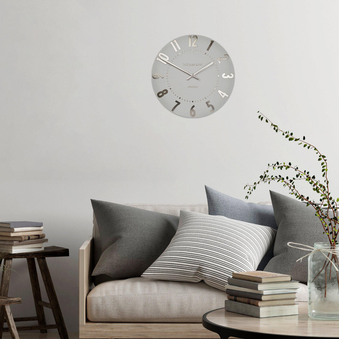 Thomas Kent London. Mulberry Wall Clock 12" (30cm) Silver Cloud *PRE-ORDER DELIVERY MID SEPT* - TheArtistsQuarter