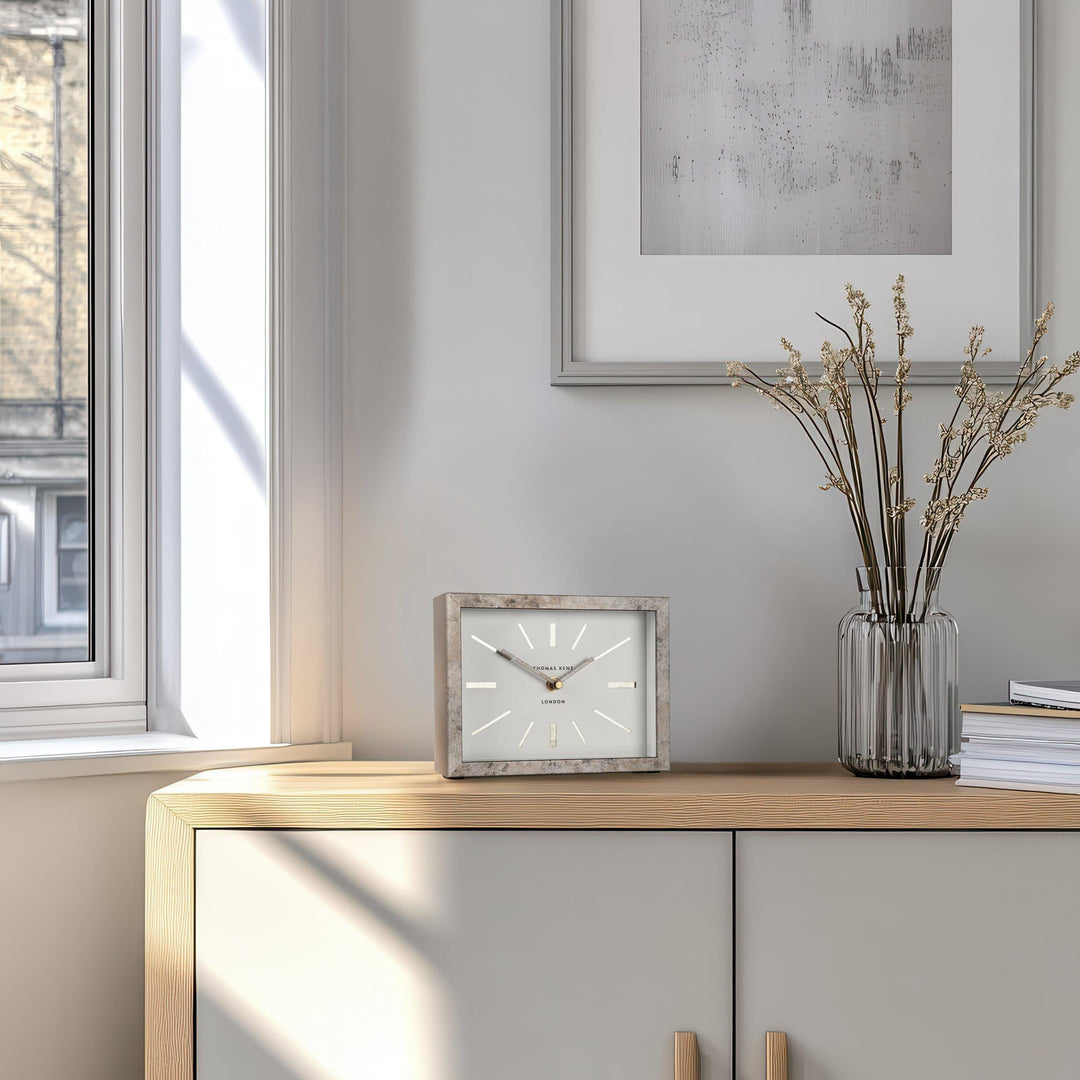 Thomas Kent London. Smithfield Mantel Clock Pewter - TheArtistsQuarter