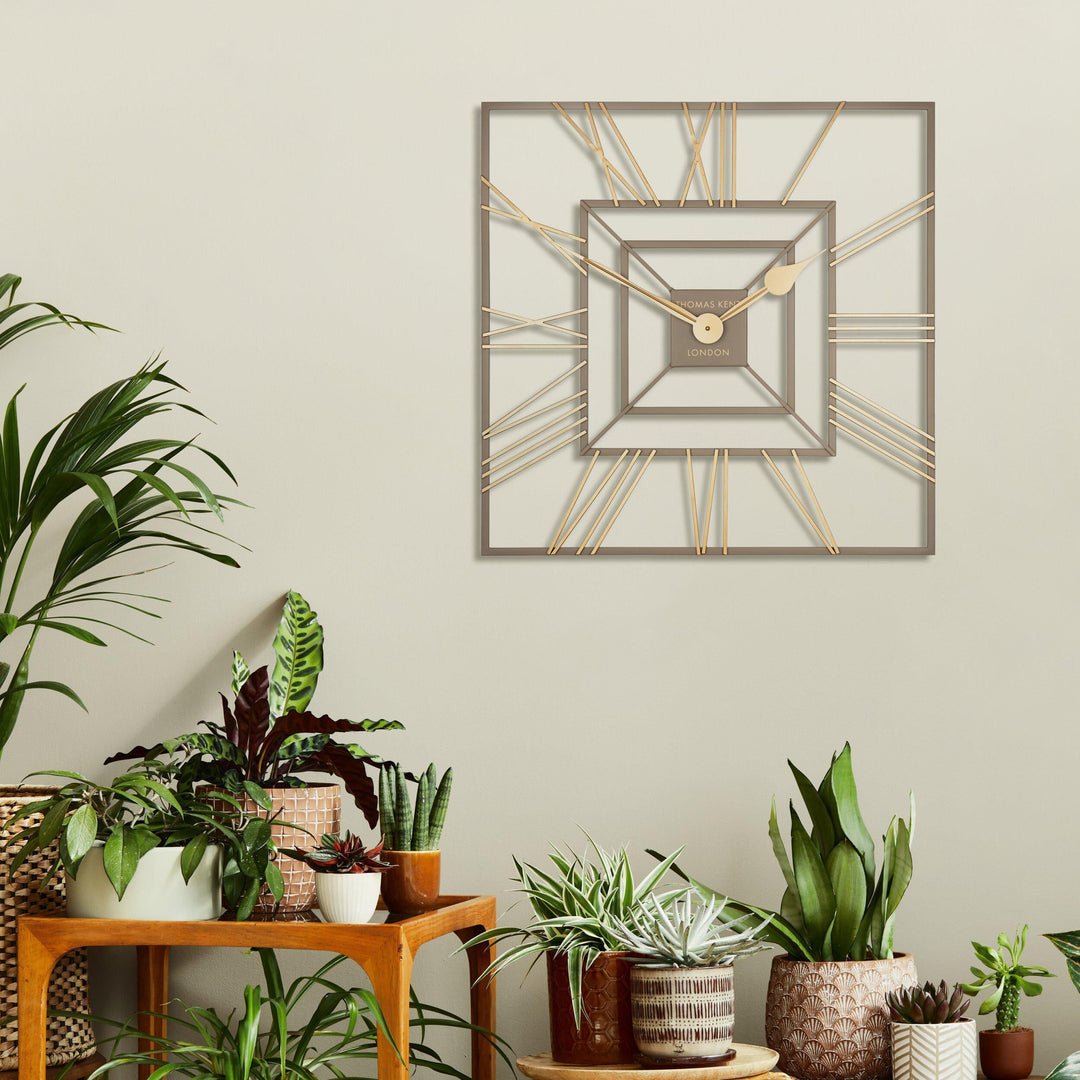 Thomas Kent London. Summer House Outdoor/Indoor Wall Clock Square Taupe - TheArtistsQuarter