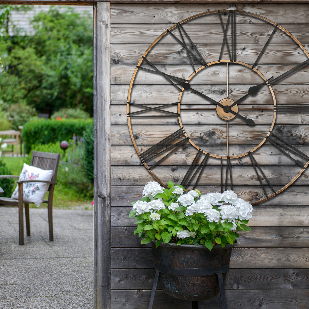Thomas Kent London. Summer House Black & Copper Wall Clock Indoor/Outdoor - TheArtistsQuarter