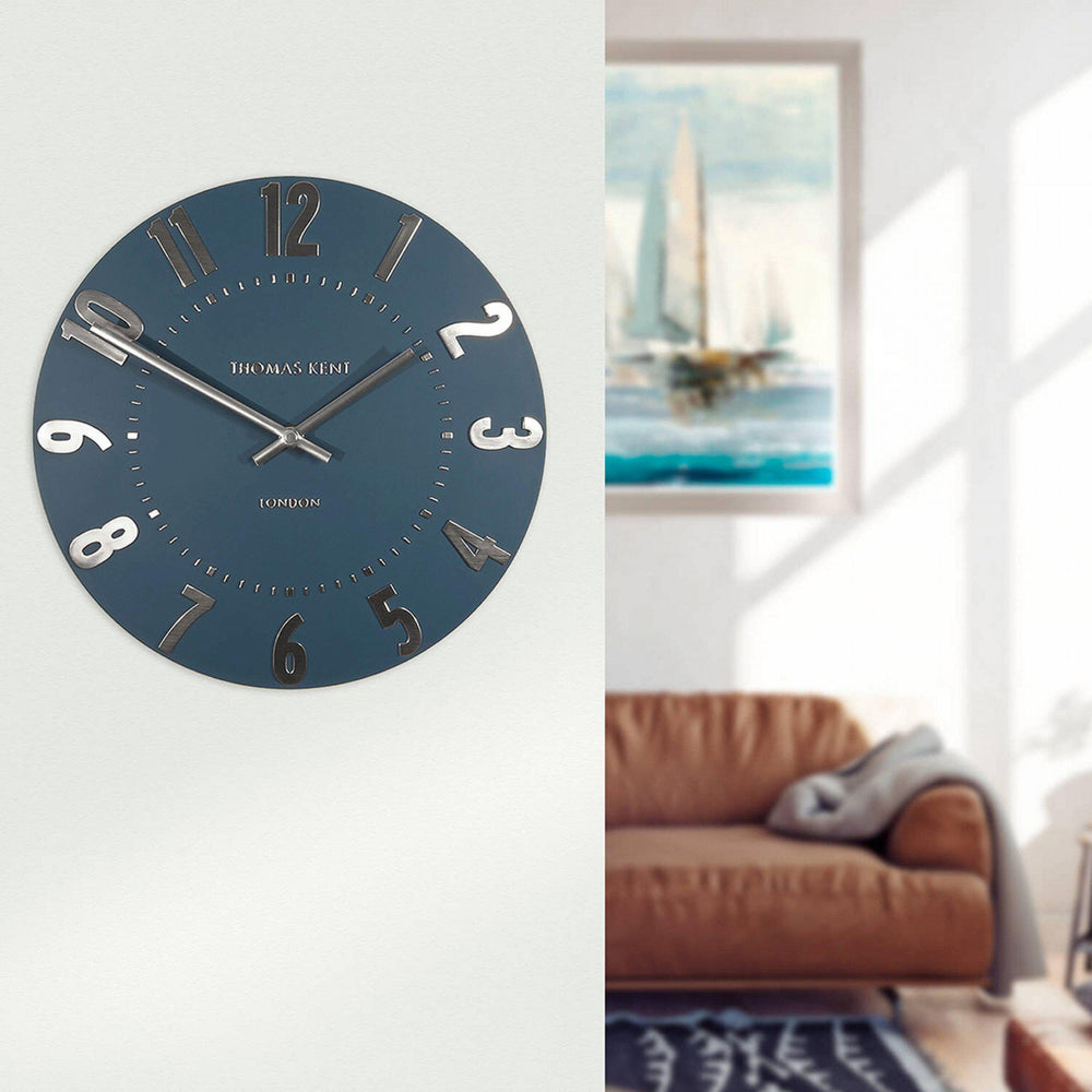 Thomas Kent London. Mulberry Wall Clock 12" (30cm) Midnight Blue - TheArtistsQuarter