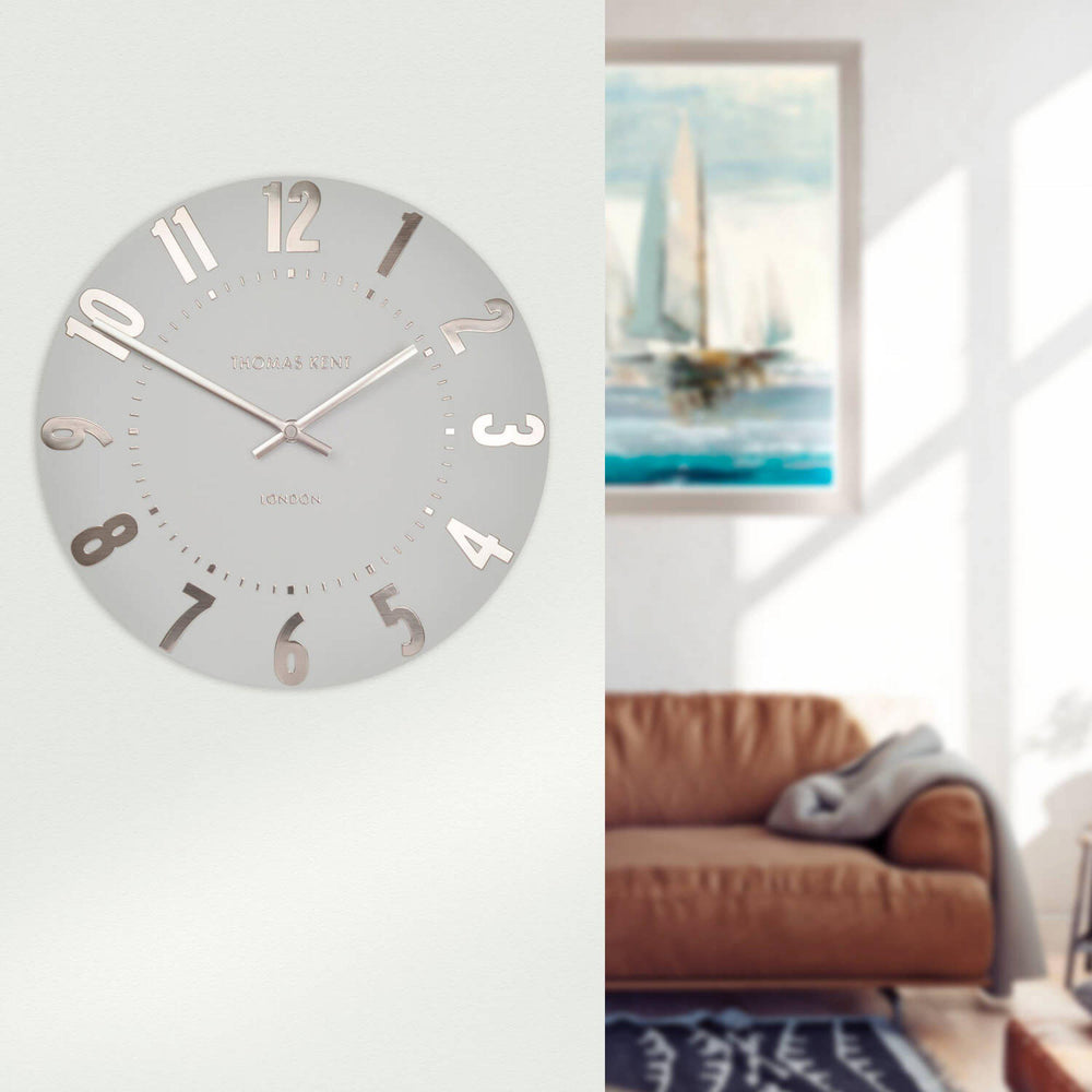 Thomas Kent London. Mulberry Wall Clock 12" (30cm) Silver Cloud *PRE-ORDER DELIVERY MID SEPT* - TheArtistsQuarter