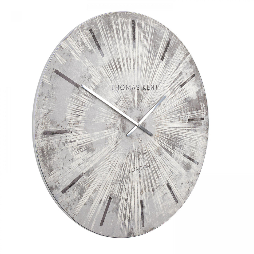 Thomas Kent London. Starburst Wall Clock 36" (92cm) Silver - TheArtistsQuarter