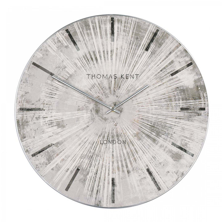 Thomas Kent London. Starburst Wall Clock 36" (92cm) Silver - TheArtistsQuarter