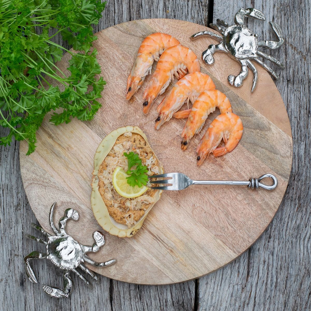 Culinary Concepts London. Round Wooden Serving Board with Crab Design - TheArtistsQuarter