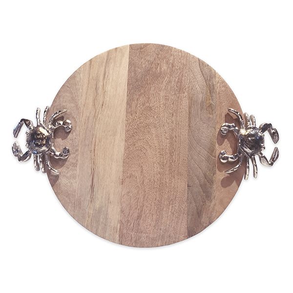 Culinary Concepts London. Round Wooden Serving Board with Crab Design - TheArtistsQuarter