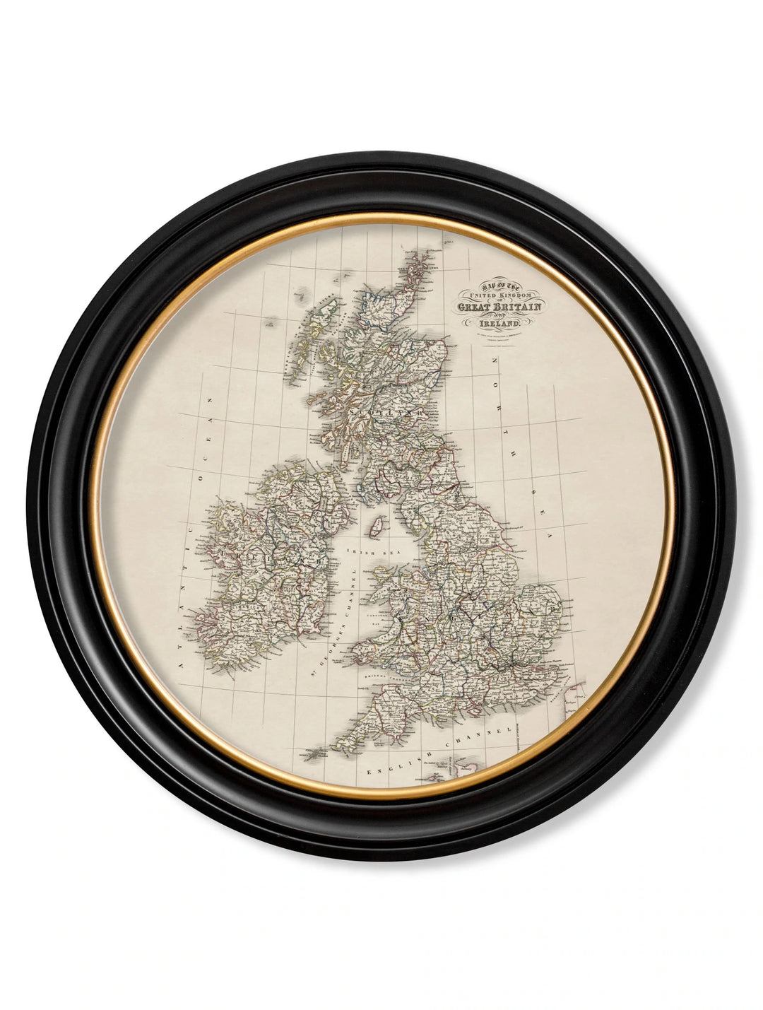 c.1838 Map of Great Britain - Round Frame - TheArtistsQuarter