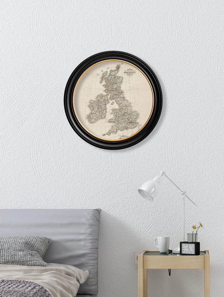 c.1838 Map of Great Britain - Round Frame - TheArtistsQuarter