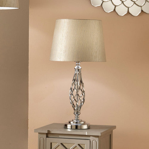 Jenna Silver Metal Twist Detail Table Lamp - TheArtistsQuarter