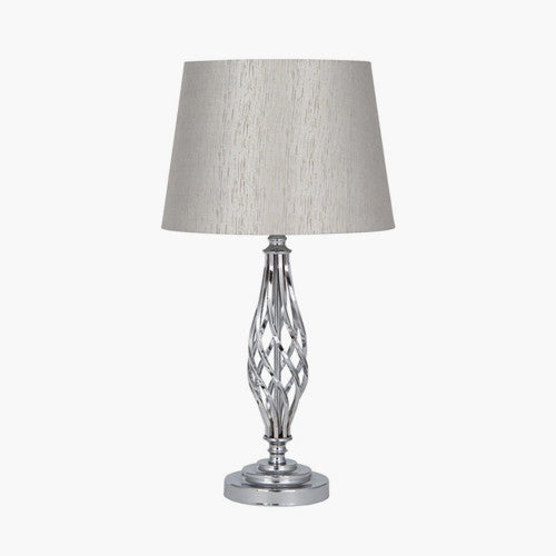 Jenna Silver Metal Twist Detail Table Lamp - TheArtistsQuarter