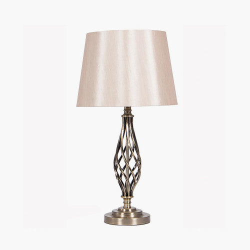 Jenna Antique Brass Metal Twist Detail Table Lamp - TheArtistsQuarter