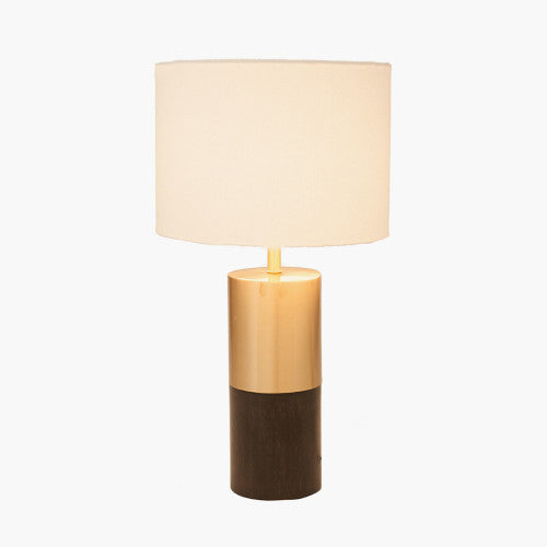 Etosha Dark Wood and Gold Metal Table Lamp - TheArtistsQuarter