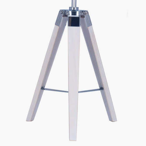 Capstan White Wash Wood and Silver Metal Tripod Table Lamp - TheArtistsQuarter