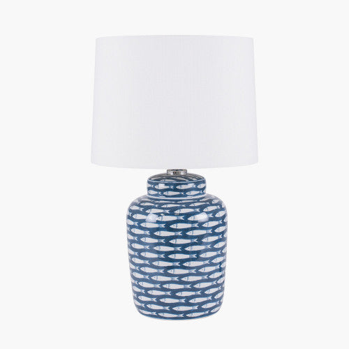 Schoal Blue and White Fish Detail Ceramic Table Lamp *AWAITING STOCK* - TheArtistsQuarter