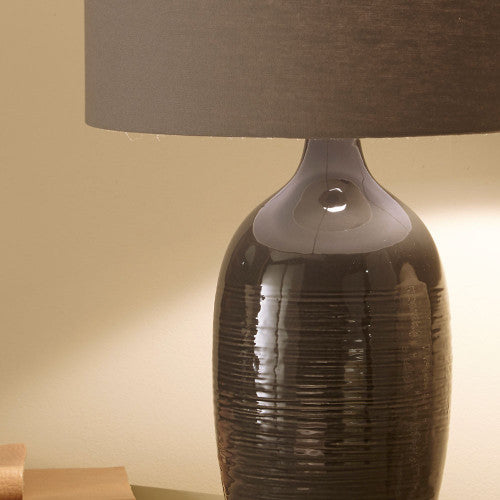 Abbie Etched Graphite Ceramic Table Lamp - TheArtistsQuarter