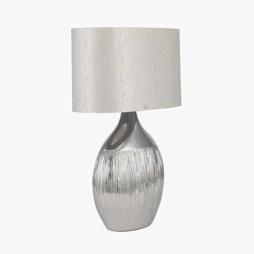 Gemini Silver Etched Ceramic Table Lamp - TheArtistsQuarter