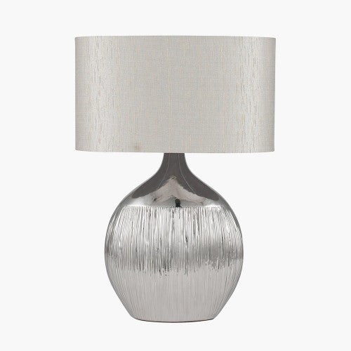 Gemini Silver Etched Ceramic Table Lamp - TheArtistsQuarter