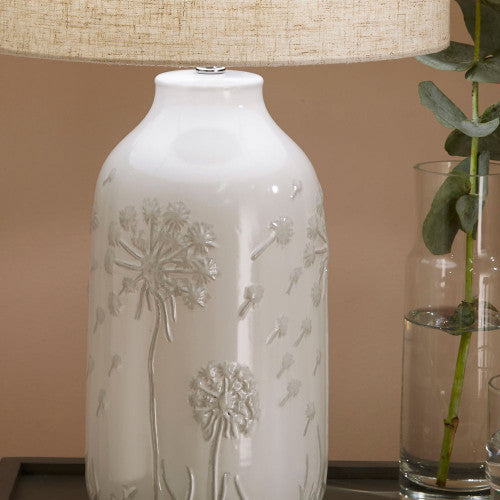 Flora White Floral Ceramic Table Lamp - TheArtistsQuarter