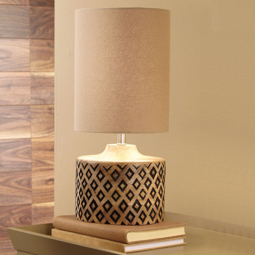 Orissa Short Wooden Diamond Table Lamp - TheArtistsQuarter