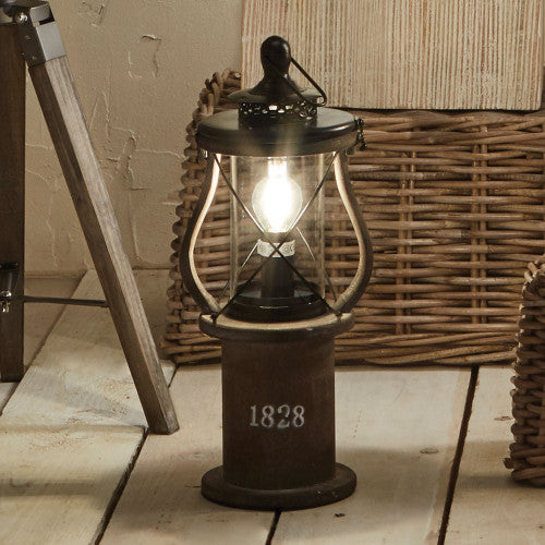 Gibson Antique Wood Lantern Table Lamp *STOCK DUE LATE OCT* - TheArtistsQuarter