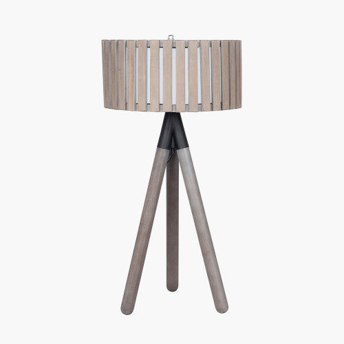 Rabanne Slatted Antique Wood Tripod Table Lamp *AWAITING STOCK* - TheArtistsQuarter