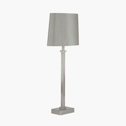 Hilton Satin Silver Metal Candlestick Table Lamp - TheArtistsQuarter