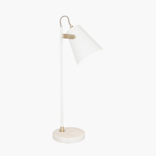 Theia White and Brushed Brass Task Table Lamp - TheArtistsQuarter