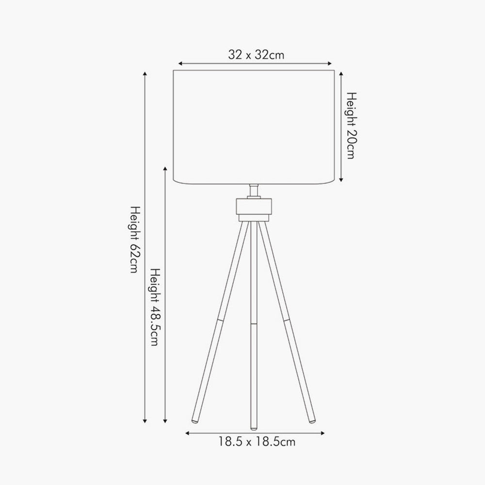 Houston Brushed Silver Metal Tripod Table Lamp - TheArtistsQuarter