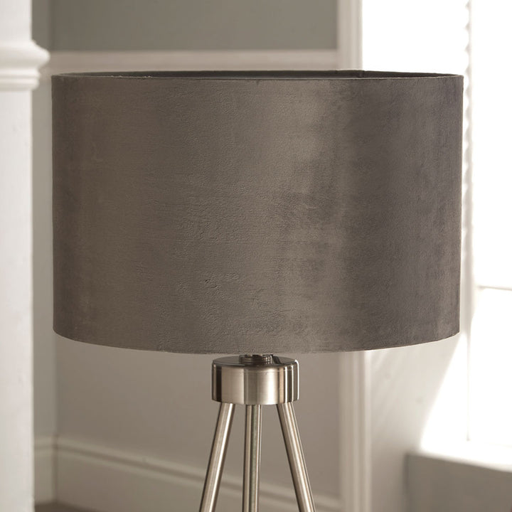 Houston Brushed Silver Metal Tripod Table Lamp - TheArtistsQuarter