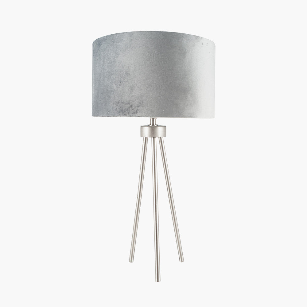 Houston Brushed Silver Metal Tripod Table Lamp - TheArtistsQuarter