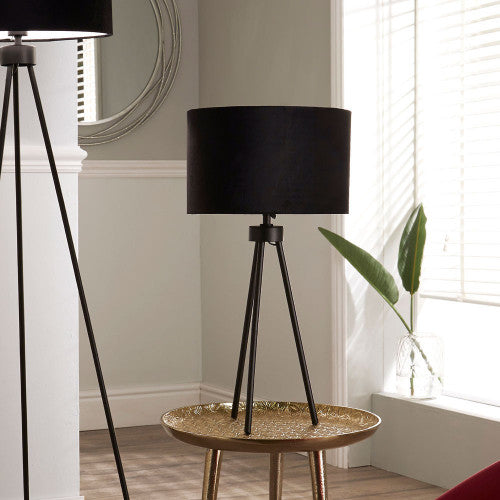 Houston Matt Black Metal Tripod Table Lamp - TheArtistsQuarter