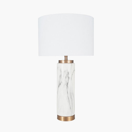 Carrara Marble Effect Ceramic Tall Table Lamp - TheArtistsQuarter