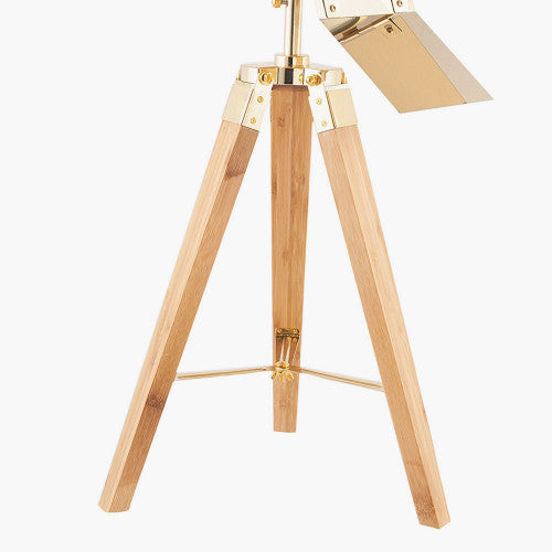 Hereford Gold and Natural Tripod Table Lamp - TheArtistsQuarter