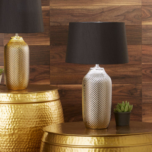 Nova Silver Textured Ceramic Bottle Table Lamp *AWAITING STOCK* - TheArtistsQuarter