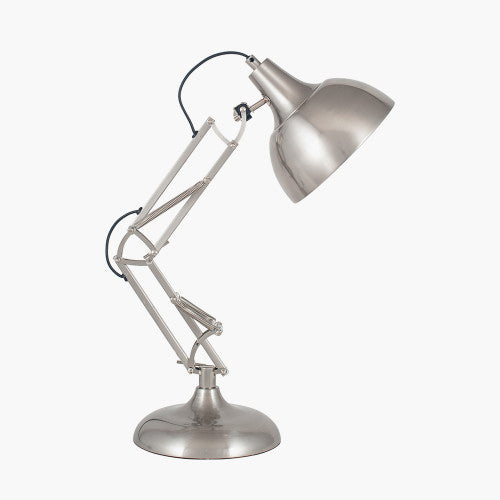 Alonzo Brushed Chrome Metal Angled Task Table Lamp - TheArtistsQuarter