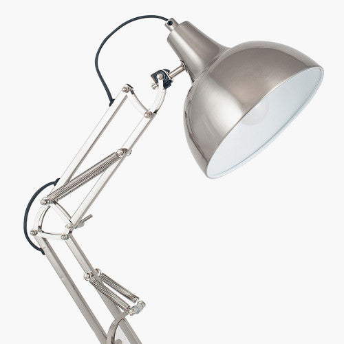 Alonzo Brushed Chrome Metal Angled Task Table Lamp - TheArtistsQuarter