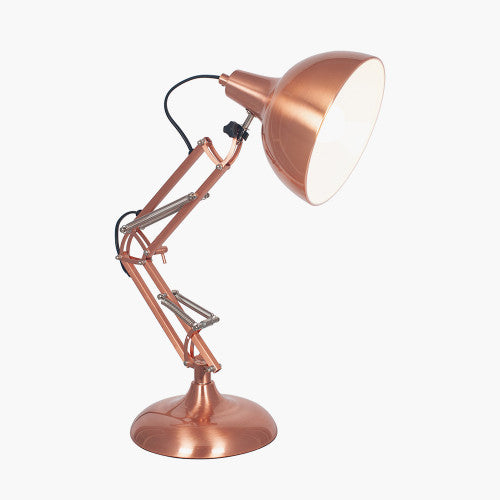 Alonzo Brushed Copper Metal Angled Task Table Lamp - TheArtistsQuarter