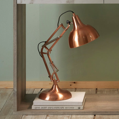 Alonzo Brushed Copper Metal Angled Task Table Lamp - TheArtistsQuarter